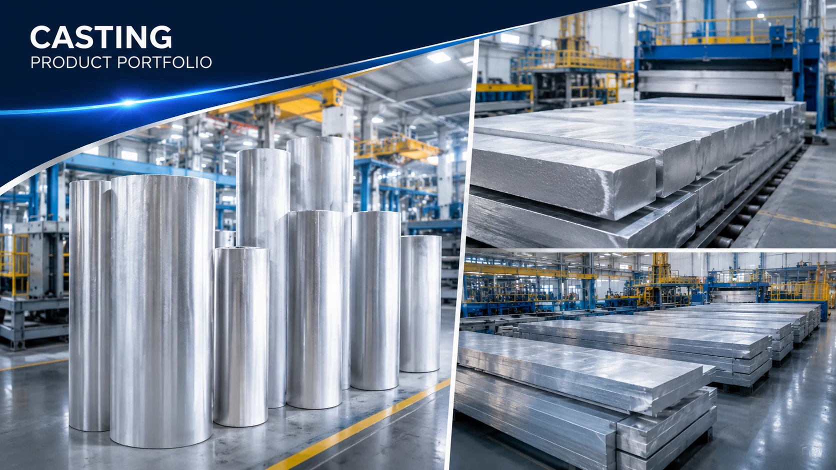 Cast round billets and rectangular slabs